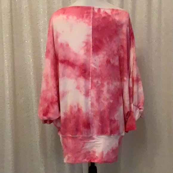 Hot Pink Tye Dye Tunic Top - Picture 2 of 3